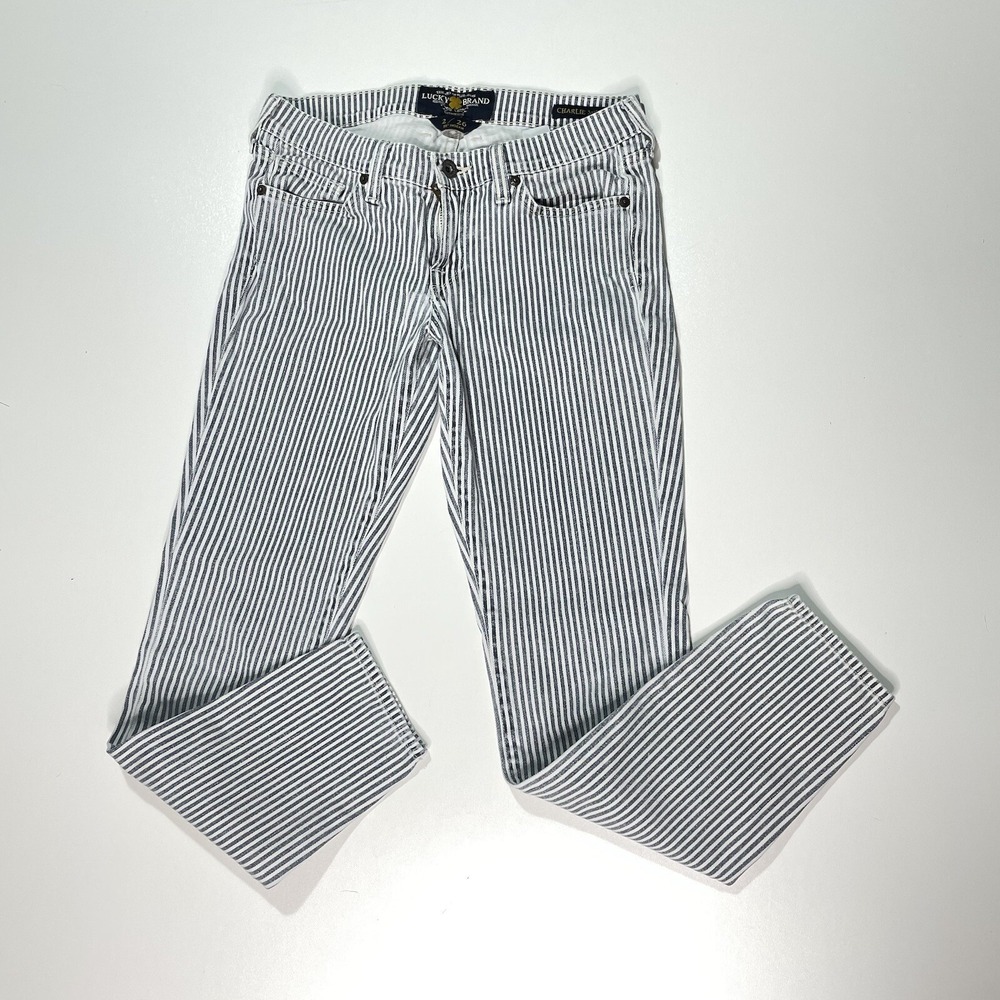 Lucky Brand Women's 2/26 Charlie Skinny Stripe Jeans Mid Rise Casual